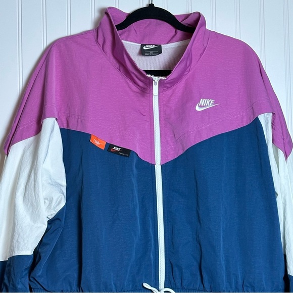 Nike women’s Sportswear Icon Clash Woven Track Jacket Blue Pink white 1X  Sporty - Picture 6 of 17